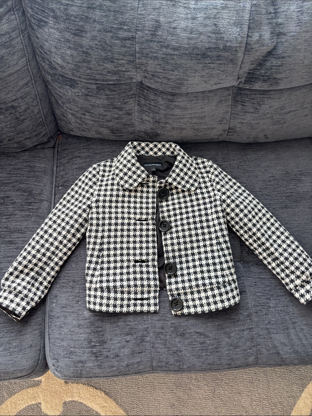 Emporio Armani Black & White Houndstooth Girls' Jacket